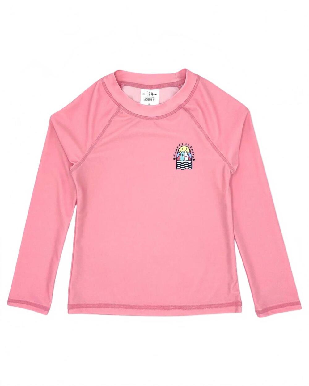 NEW FEATHER 4 ARROW kids' sunset session long sleeve rashguard in flamingo pink